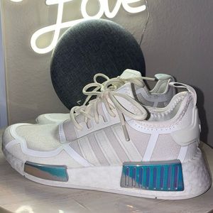 adidas nmd r1 3.5y/5w cream white/iridescent. worn once. pretty.